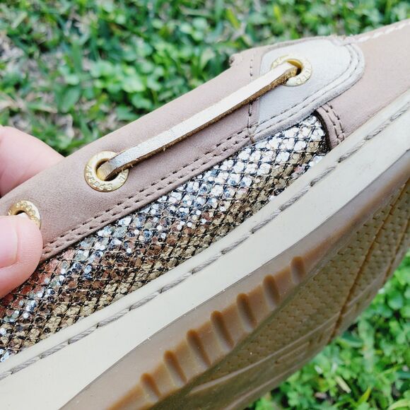 Women's Sperry Top Sider 9101759 Tan w/ Gold Sparke Boat Shoes - Size 6.5M - Picture 6 of 10